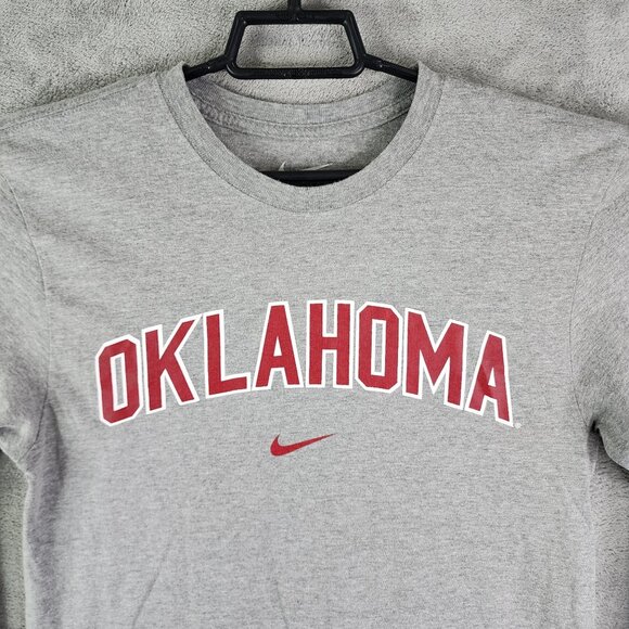 Men's Gray Nike Oklahoma University Shirt Long Sleeve Regular Fit Crew Neck S - Picture 5 of 10